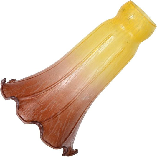 Bieye LS18 Lily Flower Blown Glass Lampshade (Yellow Brown, Opening I.D. 1.26" x O.D. 1.5")