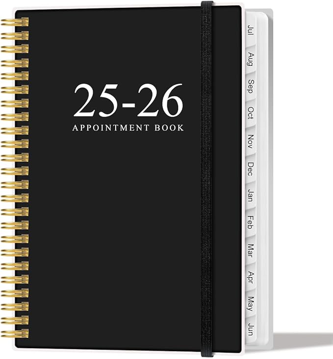 2025-2026 Appointment Book & Planner - Hourly Planner from July 2025 - June 2026, Weekly Appointment Book 2025-2026 with 30-Minute Interval, 6.4" x 8.5", Black