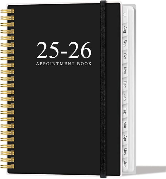 2025-2026 Appointment Book & Planner - Hourly Planner from July 2025 - June 2026, Weekly Appointment Book 2025-2026 with 30-Minute Interval, 6.4" x 8.5", Black