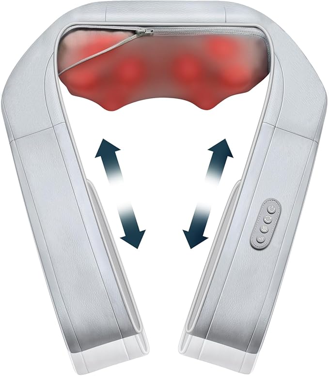 Neck Massager for Pain Relief Deep Tissue, Nekteck Shiatsu Back Massager with Soothing Heat, Electric Deep Tissue 3d Kneading Massage Tools for Shoulder Muscle, Adjustable Heat and Straps, Ideal Gifts