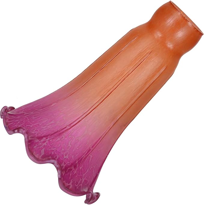 Bieye LS21 Lily Flower Blown Glass Lampshade (Orange Purple, Opening I.D. 1.26" x O.D. 1.5")
