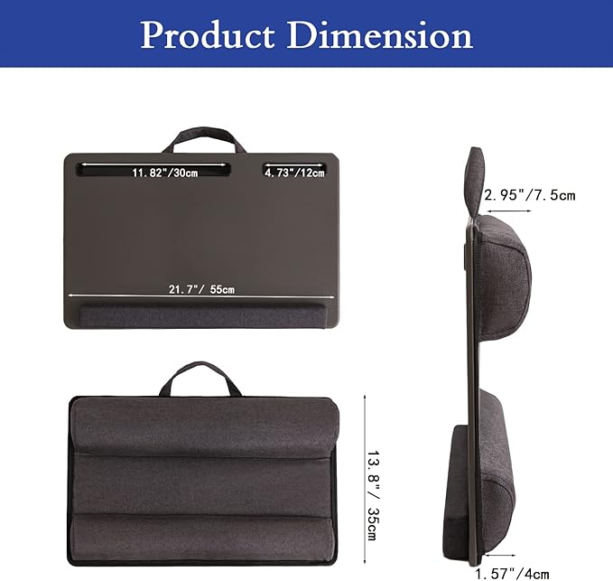Lap Desk Home Office Lap Desk Portable Laptop Desk for Left Right - Handers with Whole Mouse Pad Wrist Pad Dual Cushion Phone Tablet Slots Fits Up to 17 Inch Laptops