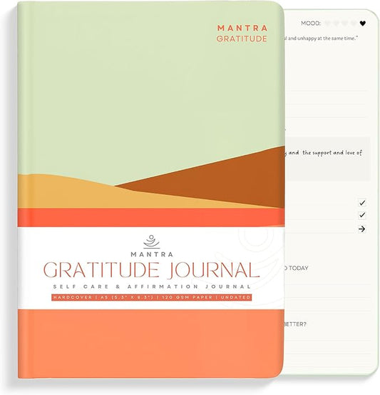Gratitude Journal For Women & Men - Mental Health, Self Love & Self Care Journal - Morning - 5.8" x 8.3" - Mantra Planner