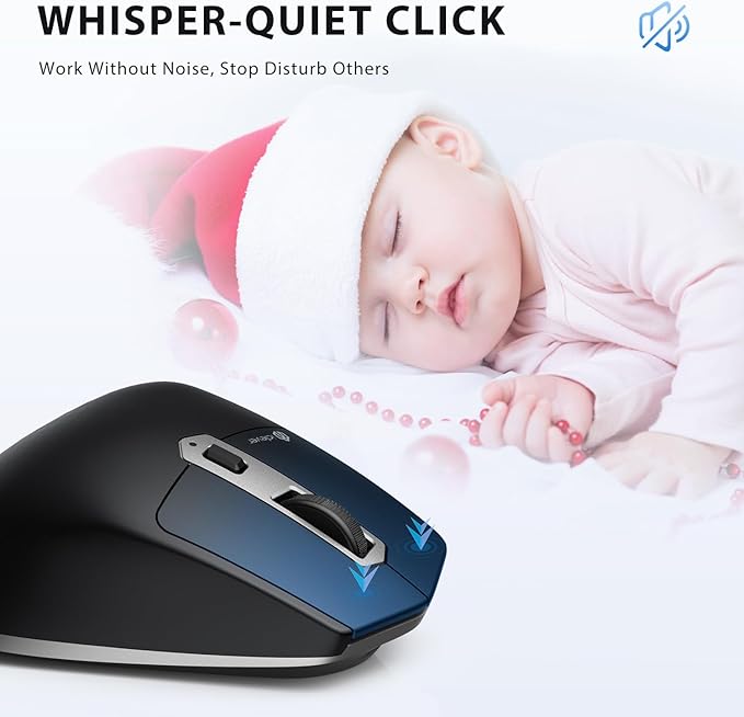 iClever Bluetooth Mouse, Wireless Large Mouse, Multi-Devices Dual Mode, Ergonomic Mice with 5 Adjustable DPI and 7 Buttons, Rechargeable Silent Mice for Laptop, iPad, MacBook, Tablet, PC, Black Grey