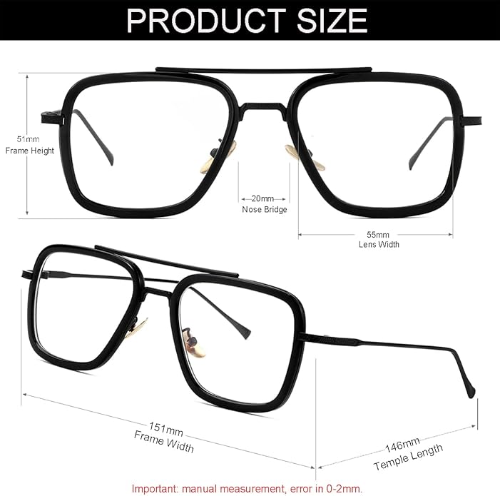 Tony Stark Style Blue Light Blocking Glasses for Men Women, Iron Man and Spider-Man Computer Gaming Glasses