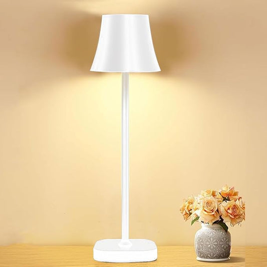 Outdoor Rechargeable Cordless Table Lamp: 5400mAh Dimmable Battery Powered Table Lamp: White Modern Portable Nightstand Touch Lamp: Bedside Table Lamps for Living Room Bedroom Home Office