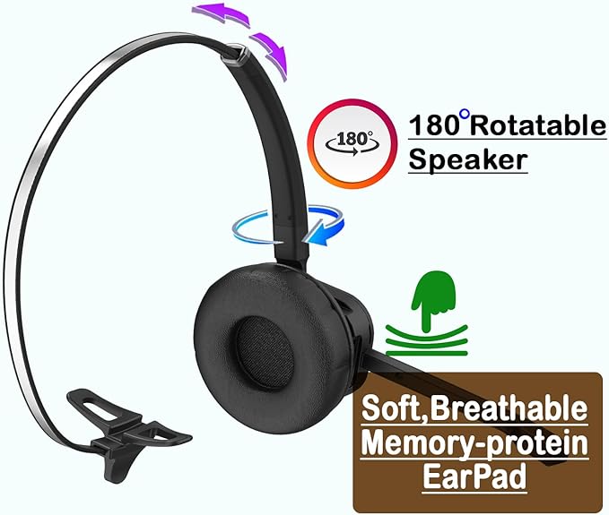 INNOTALK - Desk Phone Wireless Headset with RJ9 Adapter, 12-Hour Talk Time Handsfree Phone Headset, Office Phone Headset for Desk Phone, 300 Ft. Long Range Wireless Headset, W780