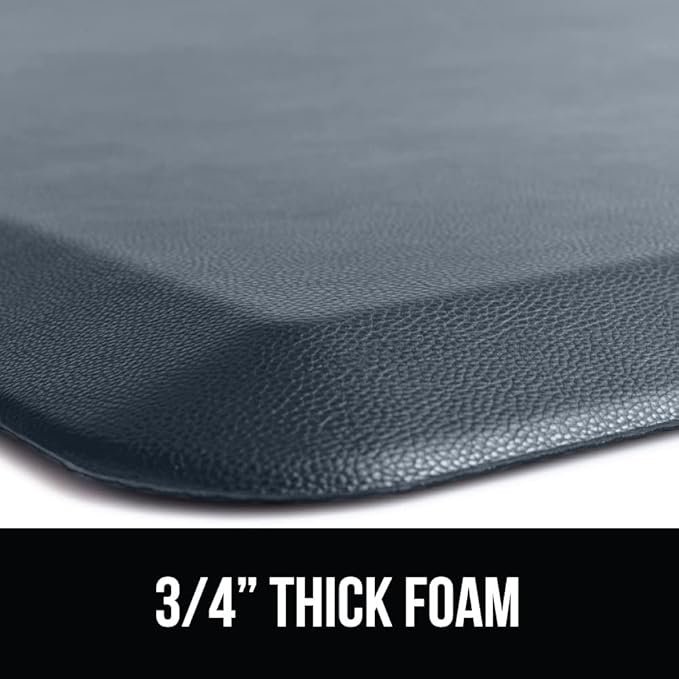 GORILLA GRIP Comfortable Cushioned Kitchen Mats for Floor, Waterproof and Stain Resistant Soft Top, 3/4 Inch Thick Ergonomic Standing Desk Anti Fatigue Mat, Foam Supports Ankles, Feet, 20x32, Charcoal