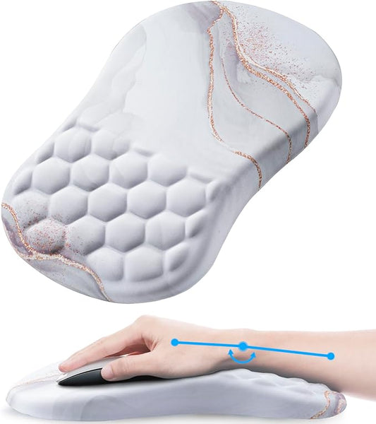 Mouse Pad Wrist Support, Ergonomic Mouse Pad with Wrist Rest, Comfortable Computer Mouse Pad for Laptop, Pain Relief Mousepad with Non-Slip PU Base White