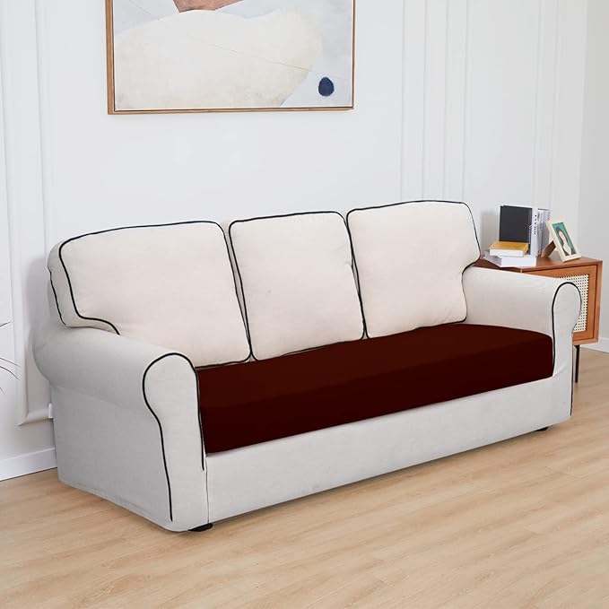 Easy-Going 100% Waterproof Sofa Seat Cushion Slipcovers Couch Cushion Cover Stretch Furniture Protector for Kids, Pets (Sofa Cushion, Wine)