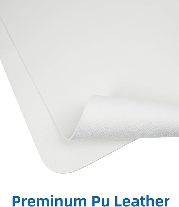 Leather Desk Pad Blotter,Mouse Pad,Office Desk Mat, Non-Slip PU Leather Desk mat,Large Desk mat,Waterproof Keyboard mat for Office/Home/Decor (Ivory White,35" x 17")