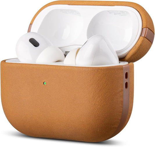 LOPIE Case for AirPods Pro 2nd Generation - Handmade AirPods Pro 2 Case Cover - Made of Crazy Horse Leather - Protective Hard Shell Cover Compatible with Wireless Charging - Vintage Style - Brown