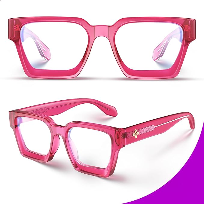VISOONE Blue Light Blocking Glasses with TR90 Rectangle Frame and Chic Preppy Look for Women Men RIVER