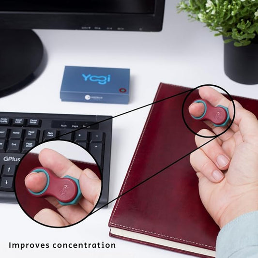 Yogi Fidget Toy – Silent Sensory Spinner for Adults & Kids – Stress Relief Fidgets for ADHD, Anxiety – Fidget Toys for Adults – Includes 5 Finger-Fit Rings – Work, School & Travel – Lava