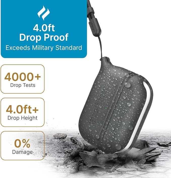 Catalyst Waterproof Case for AirPods Pro 2nd Generation and AirPods Pro 1st Generation - Wireless and USB-C Charging Compatible, One Piece Design, High Drop Protection Case with Lanyard