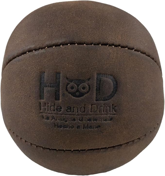 Hide & Drink, Stress Ball, Relieve Fidgeting and Anxiety, Exercise Hand, Squishy Tension Accessory, Great for the Office, Classic Style, Full Grain Leather, Handmade, Bourbon Brown