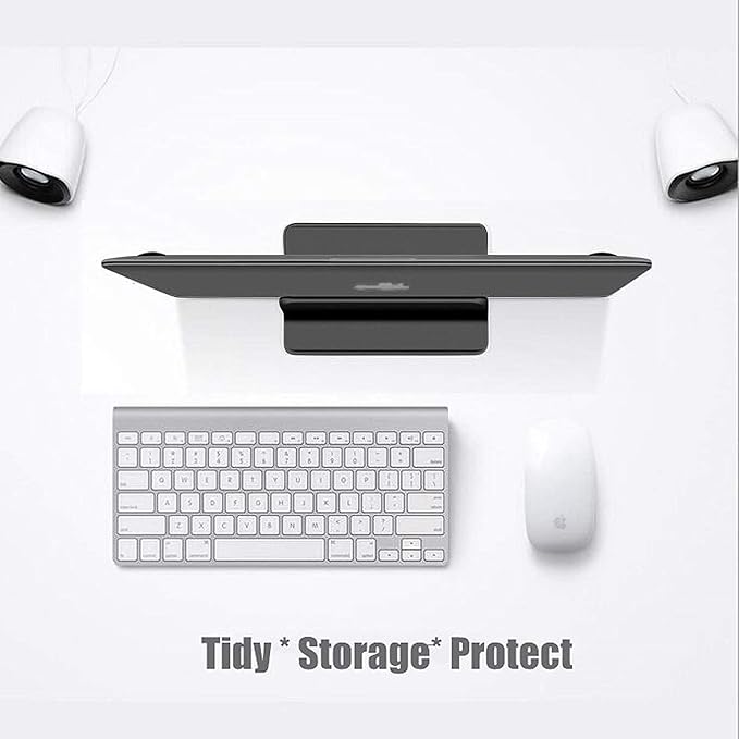 Vertical Laptop Stand for Desk [Adjustable] Sturdy Aluminum Dock Fits All Laptops (up to 20.3 inches) Space Saving, Modern Compact Holder, Compatible with MacBook Pro/Air, Surface, HP, Dell (Black)