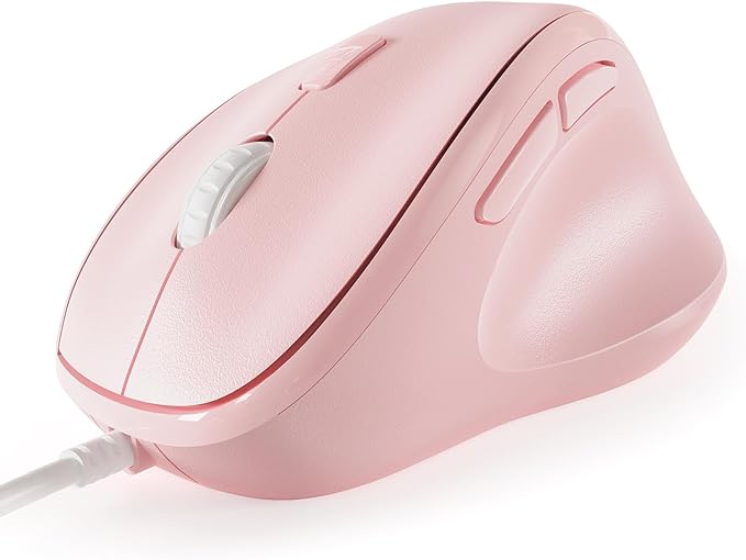 Micropack Ergonomic Mouse Wired for Laptop, PC Computer and Desktop, Ergo Mouse Vertical with Silent Clicks, Up to 3200 DPI Adjustable Mouse Sensitivity, Pink