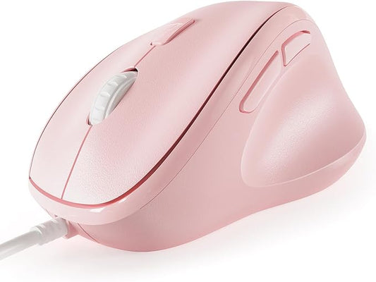 Micropack Ergonomic Mouse Wired for Laptop, PC Computer and Desktop, Ergo Mouse Vertical with Silent Clicks, Up to 3200 DPI Adjustable Mouse Sensitivity, Pink