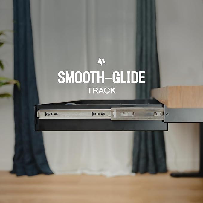 Under Desk Drawer Slide Out Attachment - Carbon Steel Undermount Table Drawer with Cable Management, Pull Out Add-On Storage for Office & Standing Desks (21.5" x 14" x 2.8")