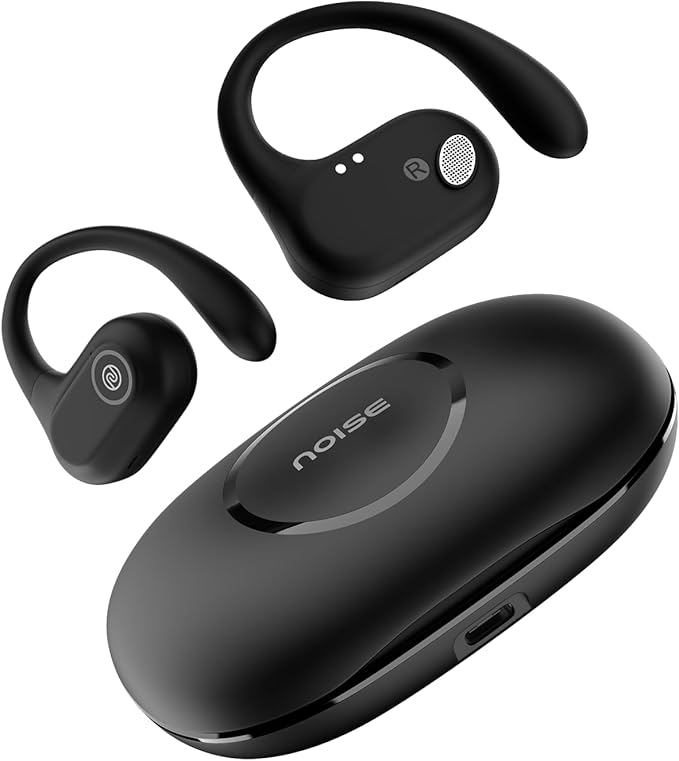 Pure Pods – Wireless Open-Ear (OWS) Earbuds with AirWave Tech, 80H Playtime, Detachable Neckband, Sweat-Resistant, Running, Gym & Hiking, Ultimate Comfort, No Ear Fatigue (Power Black)