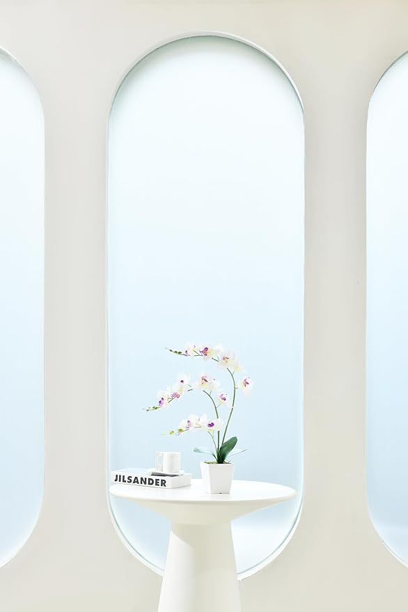 Faux Orchid in Vase Tall Artificial Orchid in Ceramic Vase Tall Silk Orchids with Stems Real Look Potted Fake Phalaenopsis Arrangement Centerpiece Table Decorations for Home Decor Indoor, White