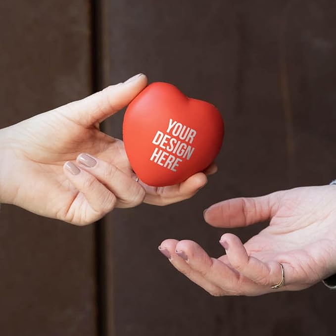 Custom Heart Shape Stress Balls with Logo/Text, Personalized Stress Balls for Adults 10/50/100 Packs Employee Appreciation Gift for Relief Encouraging