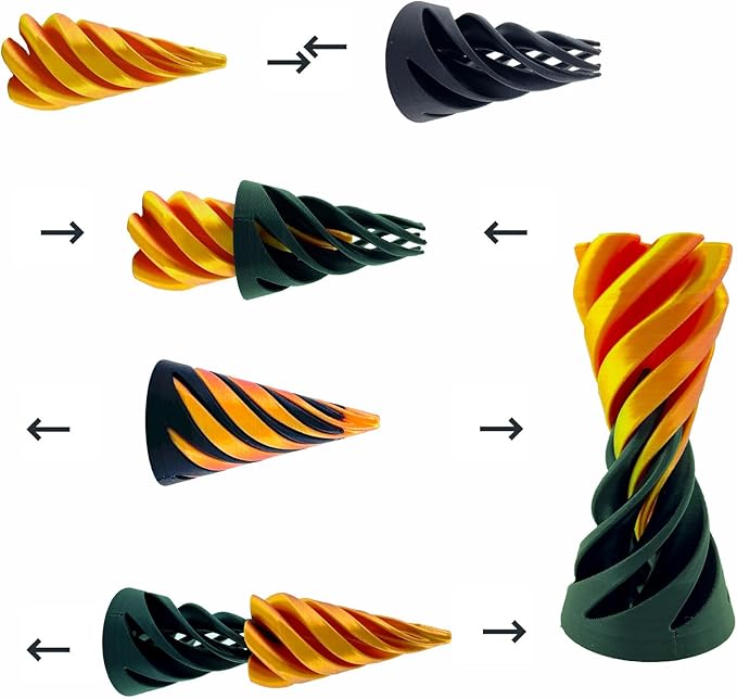 3 Packs Impossible Cone, Spiral Cone Fidget Toy 3D Printed Spiral Cone Toy, Pyramid Passthrough Sculpture, Mini Cones Pass Through Pyramid Fidget Toy for Stress and Anxiety Relaxing