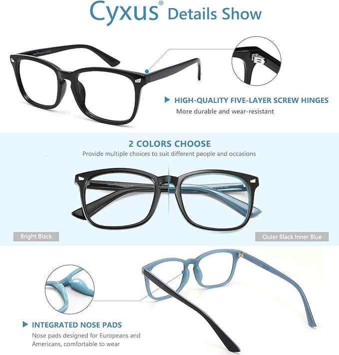 Cyxus Blue Light Glasses for Men Women Reduce Eye Strain UV Blocking for Computer Screen 8082