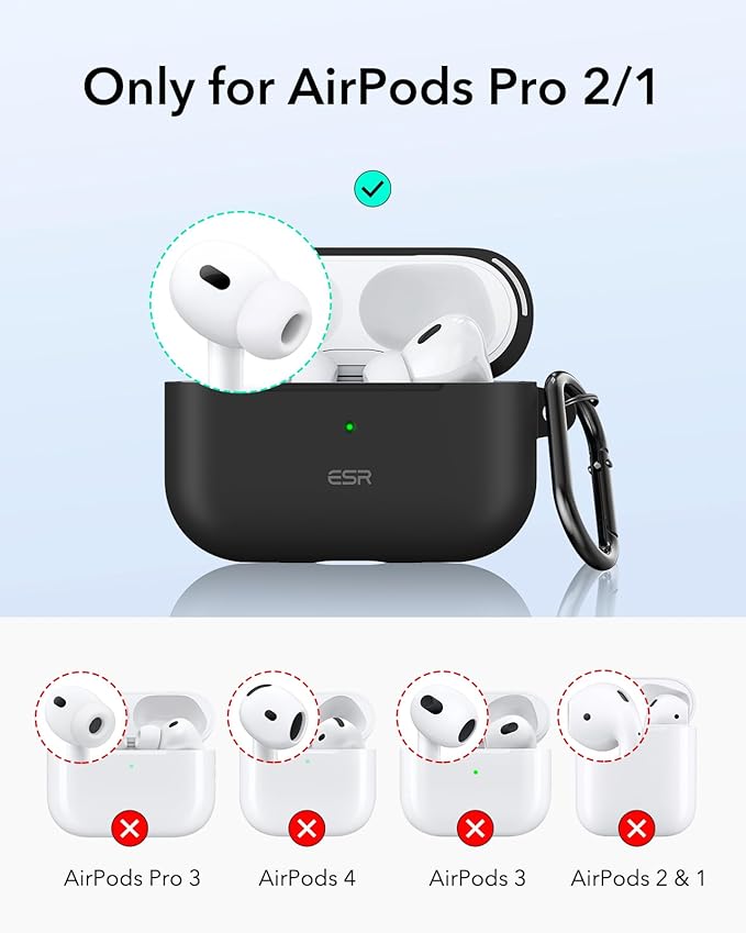 ESR for AirPods Pro 2 Case, Compatible with Airpods Pro 2nd Generation Case (2023/2022/2019), Compatible with MagSafe, Magnetic Lid Lock, Full Drop Protection, Black