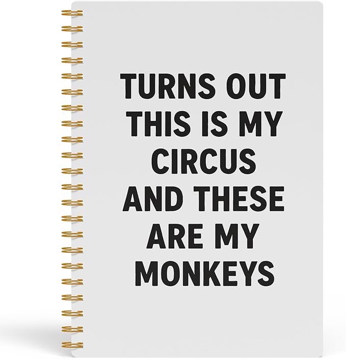 Funny Office Supplies Notebook, Work Journal Notebook for Women Men Coworkers, Turns Out These Are My Monkeys and These Are My Monkeys Humor Spiral Notebook, 5.5x8.3 Inch 564