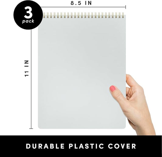 PAPERAGE Top Bound Spiral Notebook, 6 Pack, Lined Notepad, (Raspberry/Marigold/Mint), 70 Sheets (140 Pages) Per Notebook, Wide/Legal Ruled, 8.5 inches x 11 inches