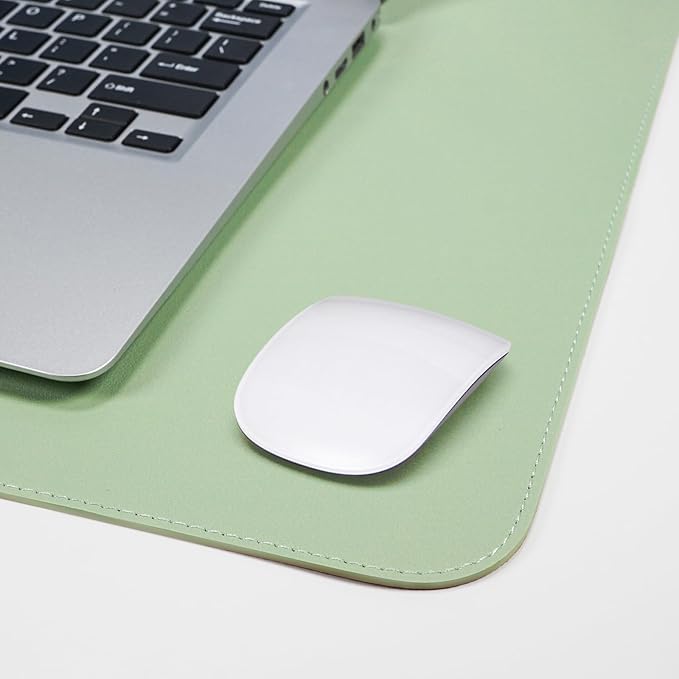 Leather Desk pad Protector, Large Desk mat with Natural Cork & PU Leather,Mouse pad,Non-Slip Office Desk Mat,Waterproof Desk Writing Pad for Office and Home (35in*17in, Light Green)