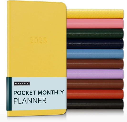 Harbor Pocket Monthly Planner 2025-2026, Calendar Planner and Notebook, Durable Faux Leather, 18 Months, 96 Pages, Softcover & Lightweight - Key West Sundance - 6 x 3.25 "