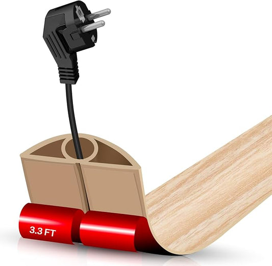 Floor Cord Cover Self Adhesive Cord Hider,3.3FT Cable Management, Extension Strip Protector for Wires, Prevent Cable Trips for Offices, Gyms, Exhibitions Cavity:0.3"(W) x0.28(H) WoodLightyellow