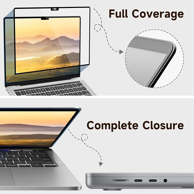 Removable Tempered Glass Screen Protector for 2023-2025 Apple Macbook Air 15.3 Inch M2/M3/M4 Chip, 9H Hardness, No Bubbles or Lines, Anti-Scratch, Anti-Fingerprint, Clear