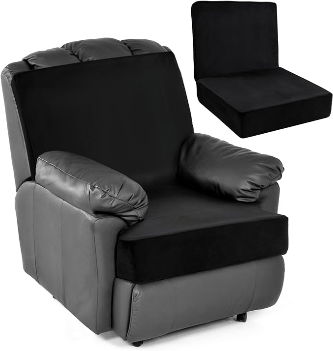 HOMBYS Foam Lumbar Support Pillow for Recliner with Recliner Chair Seat Cushion-Thick Seat Cushion for Elderly with Long Back Support, Extra Large & Non-Slip, Black