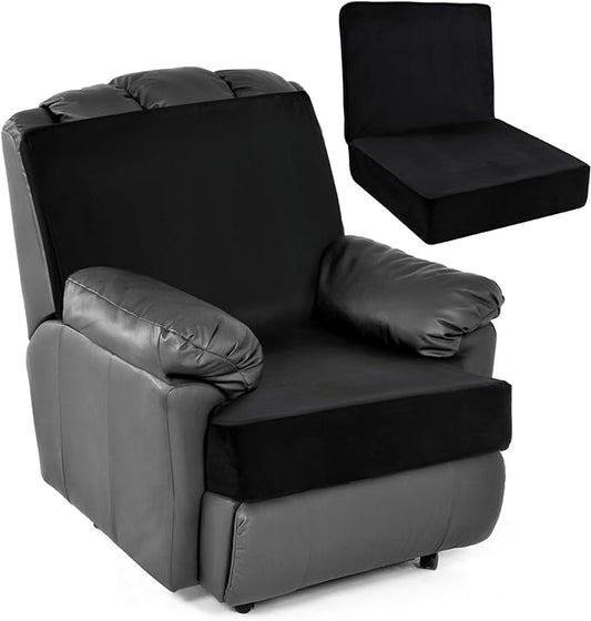 HOMBYS Foam Lumbar Support Pillow for Recliner with Recliner Chair Seat Cushion-Thick Seat Cushion for Elderly with Long Back Support, Extra Large & Non-Slip, Black