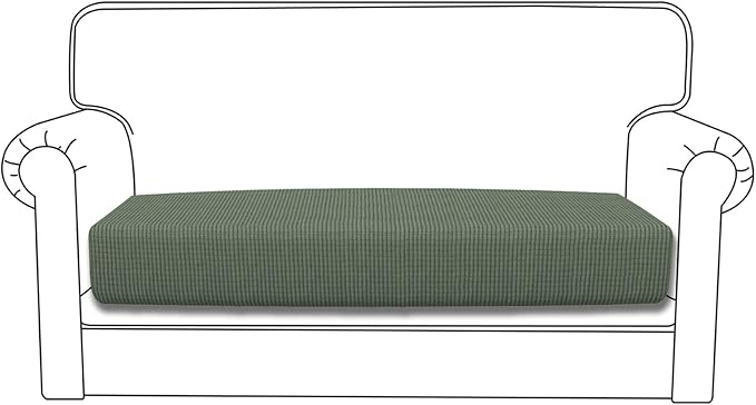 Easy-Going Stretch Loveseat Cushion Cover Sofa Cushion Furniture Protector Sofa Seat Sofa Slipcover Sofa Cover Soft Flexibility with Elastic Bottom(Loveseat Cushion, Greyish Green)