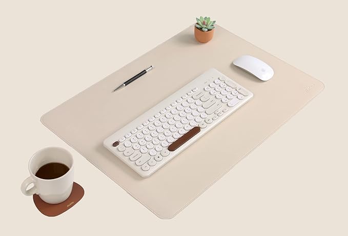 Dual-Sided Leather Desk Pad,Blotter for Laptop Computer,Mouse Pad,Writing,Drawing,Arts and Craft Mat (17"x24", Beige/Brown)