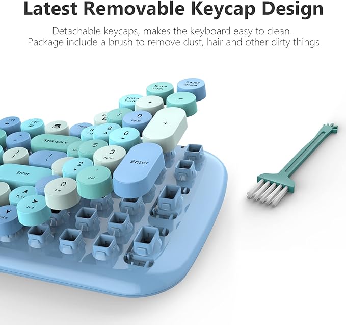 MOFii Wireless Keyboard and Mouse Combo, 2.4Ghz Colorful Keyboard with Multi-Media Function Keys and Number Pad Compared for PC Computer Windows (Blue Mixed)