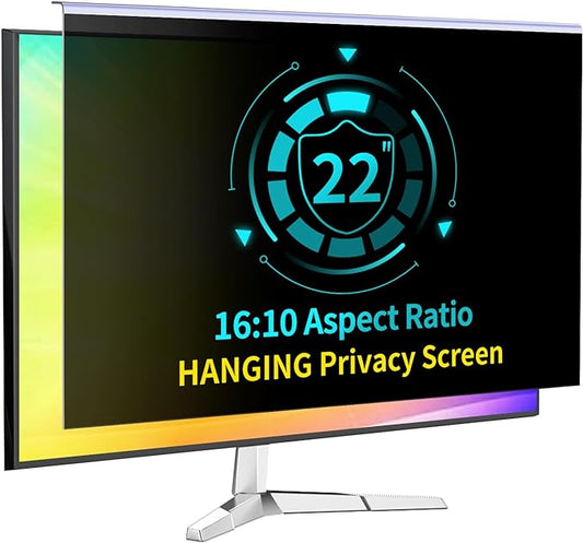 22 Inch Computer Privacy Screen for 16:10 Computer Monitor, Anti-Blue Light Monitor Privacy Screen Filter, Anti-UV Computer Shield, Hanging Type