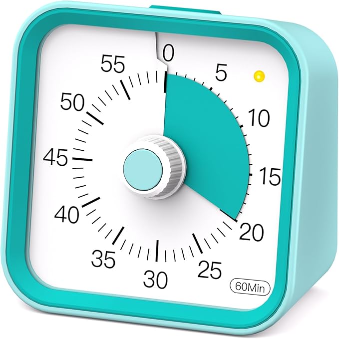 Visual Timer for Kids with Pause Function, 60 Minute Countdown Timer for Kids Desk Study, Teaching, Kitchen Cooking, Office Meetings, Time Management for ADHD (Green)