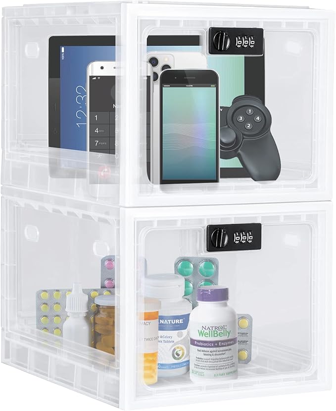 Lalifebuss Medicine Lock Box, Medication Lockable Container for Refrigerator Food Safe Locking Box Tablet Phone Locked Box for Kitchen Home School and Office Safety
