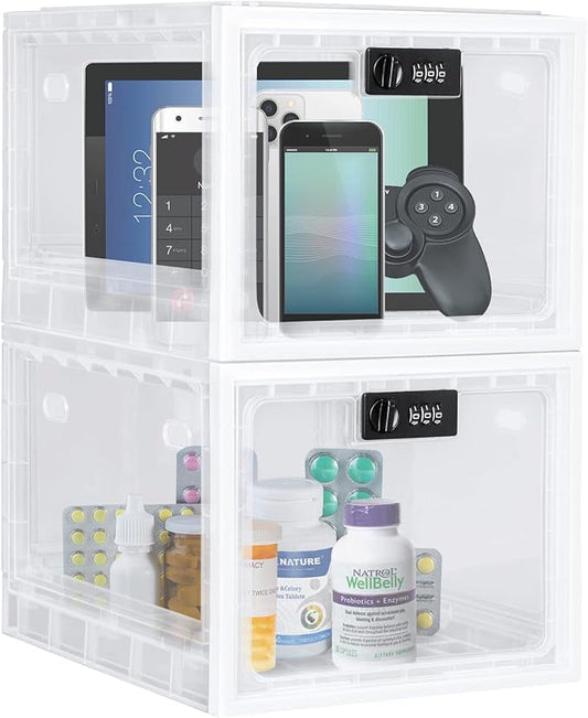 Lalifebuss Medicine Lock Box, Medication Lockable Container for Refrigerator Food Safe Locking Box Tablet Phone Locked Box for Kitchen Home School and Office Safety