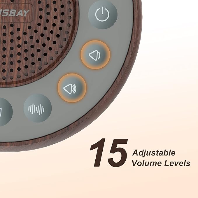 Housbay White Noise Machine with 31 High Fidelity Soothing Sounds, 5W High Power Loud Enough Speaker, Easy Volume Control, Sleep Timer, Sound Machine for Baby, Kids, Adults, Light Sleeper -Wood Grain