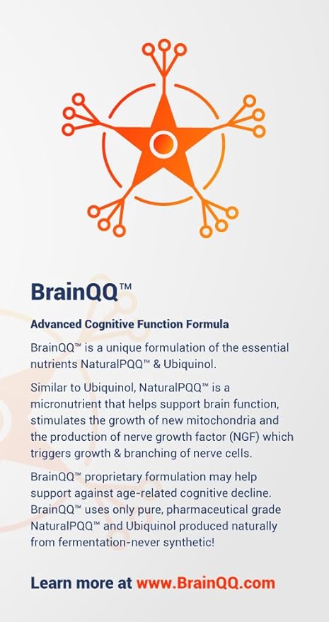 BrainQQ Get Smart! Enhanced HIGH Absorption Nootropic Brain Formula-Concentration, Focus, Clarity & Memory Peak Performance. 100mg of Ubiquinol (QH) Plus Natural PQQ 20mg