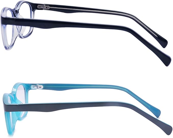 Outray Kids Anti Blue Light Glasses Classic Rectangle Eyewear Anti Harmful Blue Light/UV400 | Anti Glare (Set Blue+Black, 47)