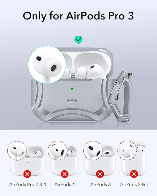 ESR for AirPods Pro 3 Case (2025), Compatible with Airpods Pro 3rd Generation Case (USB-C Cable), Magnetic Lid, MagSafe Ready, Powerful Drop Protection, Cyber Series, Gray