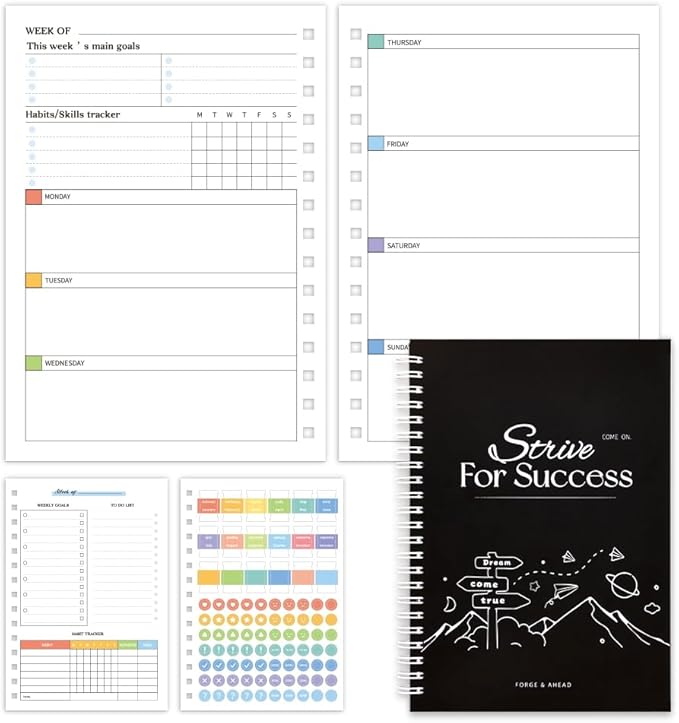 icceemee Undated Weekly Monthly Planner with Tabs, Hardcover Weekly and Monthly Calendar Planner Daily Planner with Tabs, Student Teacher School Family Planner